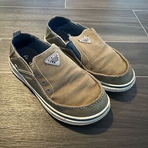 Columbia Tan and Gray Canvas Slip-Ons